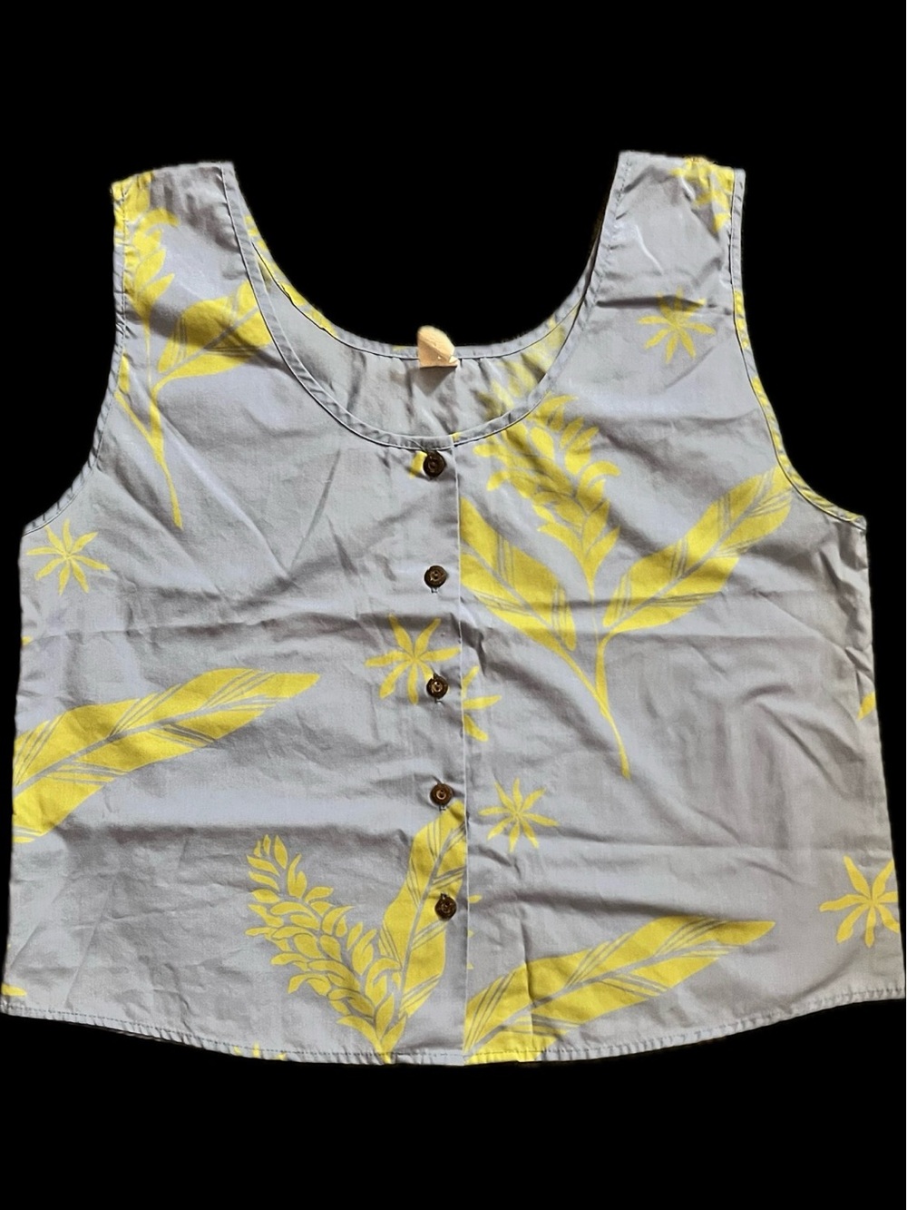 Women’s Yellow Floral Button-Front Tank Top in Periwinkle Purple